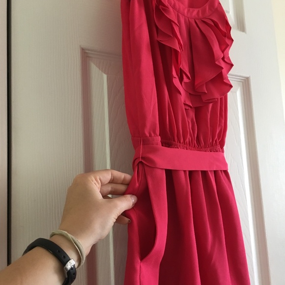 EXPRESS Fuchsia Ruffle Mini Dress - Picture 4 of 9